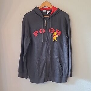 Vintage Women's XL Disney‎ Winnie the Pooh Embroidered Jacket Hoodie Sweatshirt